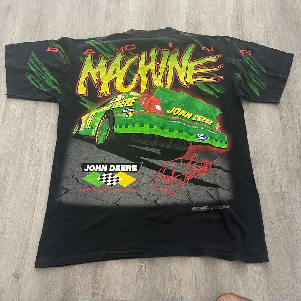 Vintage NASCAR Chad Little Extreme Machine John Deere Shirt AOP Adult Size XL - Picture 2 of 5